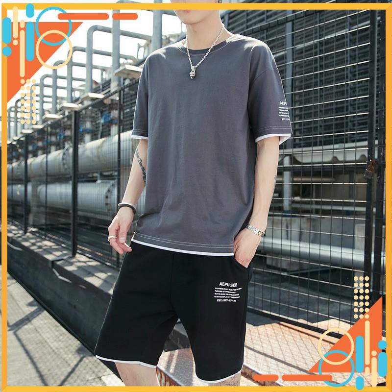 Quần áo hè nam cotton áo thun cộc tay áo phông quần đùi thoáng mát chất liệu cotton thấm hút mồ hôi, siêu mềm mịn lé gấu | BigBuy360 - bigbuy360.vn