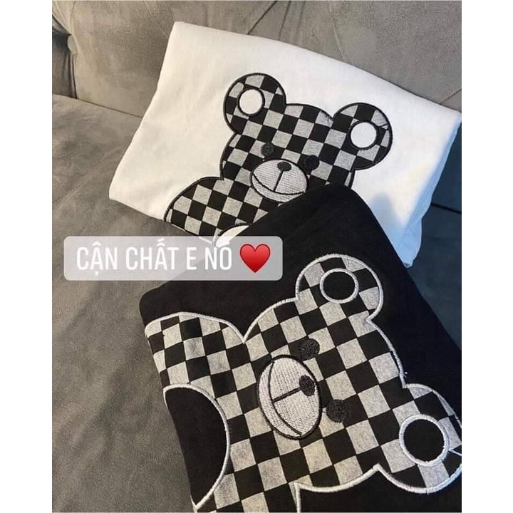 Áo phông thun gấu caro đẹp nam nữ form rộng unisex trắng đen tay lỡ basic hàn quốc oversize- ZADOLA FASHION
