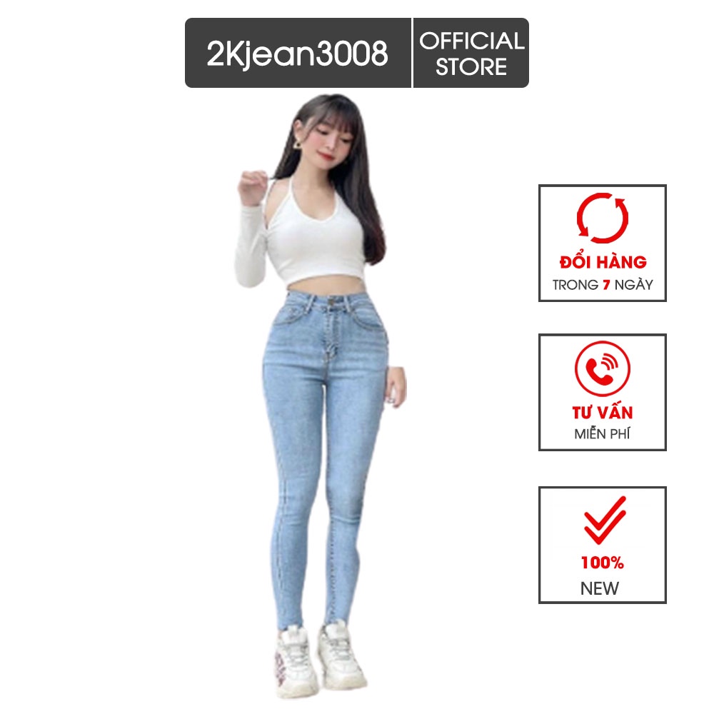 Quần jean nữ lưng cao siêu co giãn kiểu quần bò trơn hàng VNXK MS2123 thời trang bigsize 2Kjean MS2105