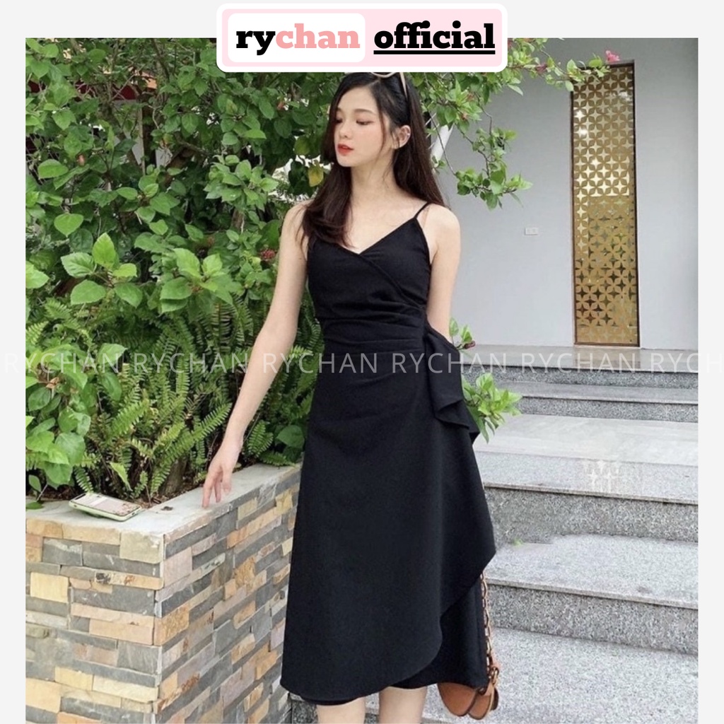 Đầm Nữ Dự Tiệc Form Dài Hai Dây Bèo Eo Cực Sang Chảnh Màu Đen [ẢNH THẬT CUỐI] - DX9756