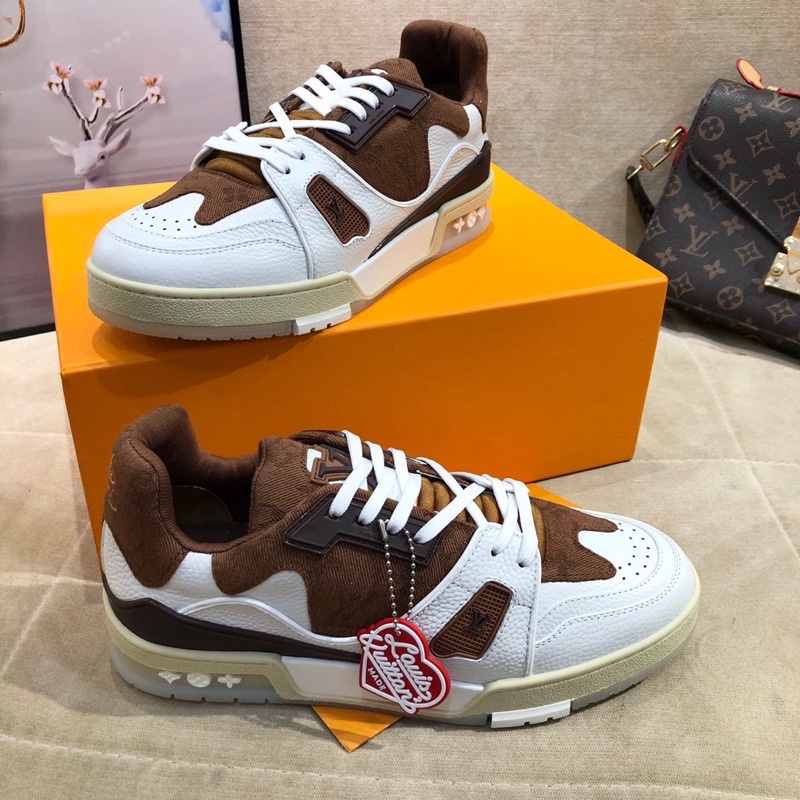 Giày thể thao unisex da thật cao cấp thương hiệu LOuis Vuitton LV