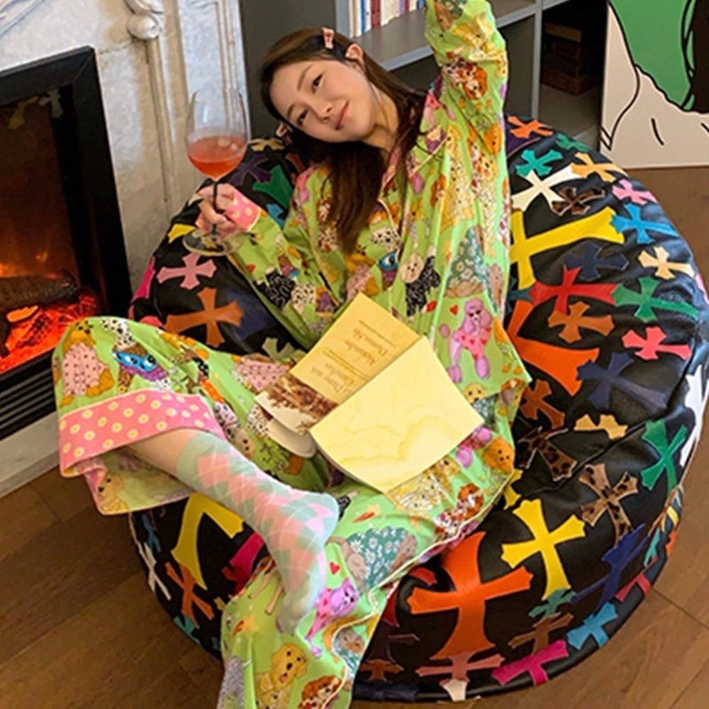 Bộ đồ ngủ in họa tiết hoạt hình độc đáo thời trang xuân thu cho nữ