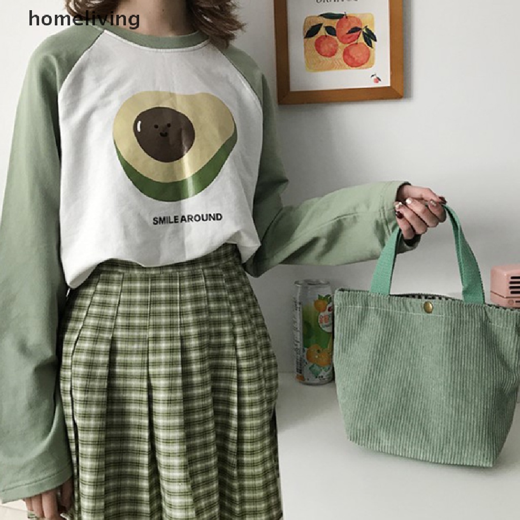 Túi tote vải nhung đựng hộp cơm trưa tiện ích