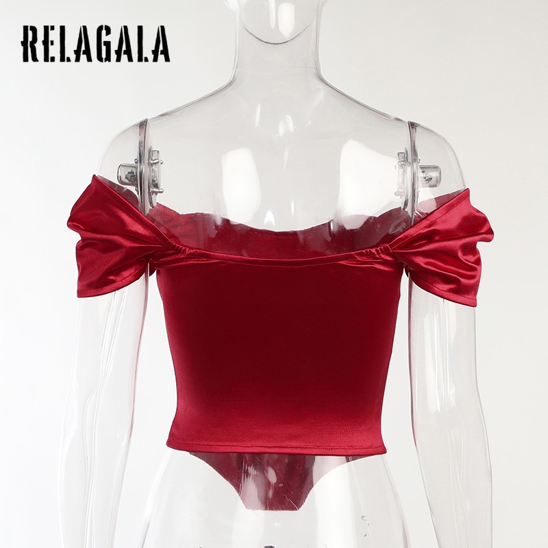 Áo trễ vai họa tiết xương cá 2022 thời trang cho nữ