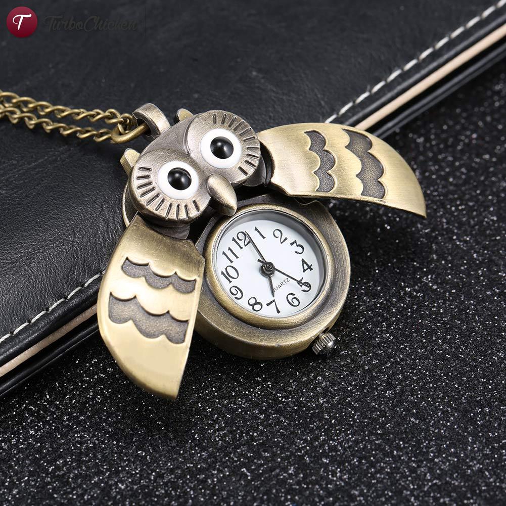 Đồng Hồ Quả Quýt Chạm Khắc Hình Con Cú Phong Cách Vintage
