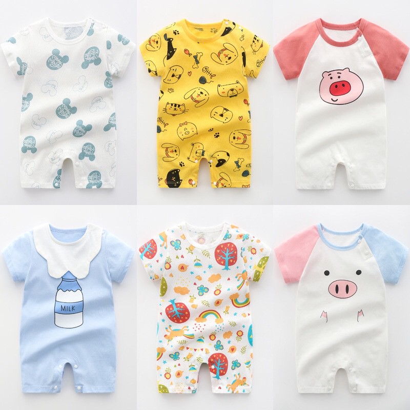 Set đồ liền thân baby cotton 12-24 tháng