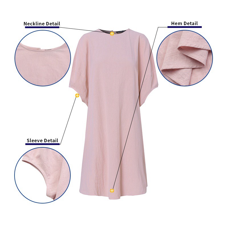 Đầm ZANZEA cổ tròn tay phồng màu trơn bằng cotton cho nữ giới