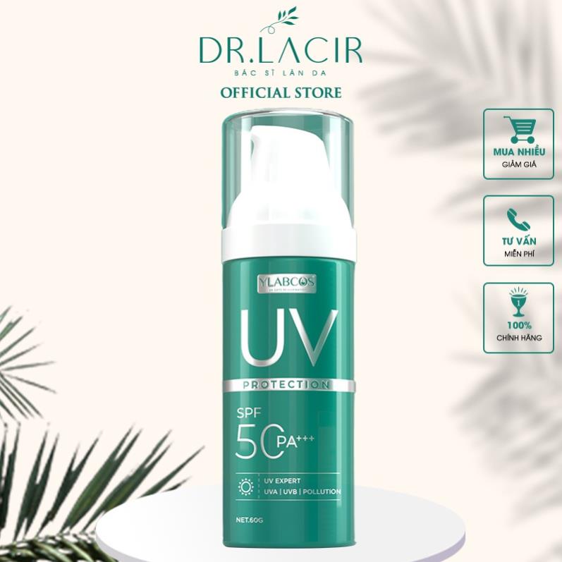 [tặng 5 gói phan tả diệp] Kem chống nắng đa tầng DrLacir SPF 50PA+++ Uv Protection Ylabcos (Hộp 60g)