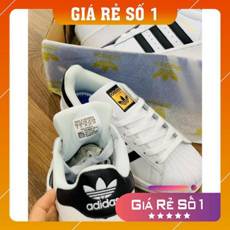 Giày adidas mũi trơn trắng 3 sọc