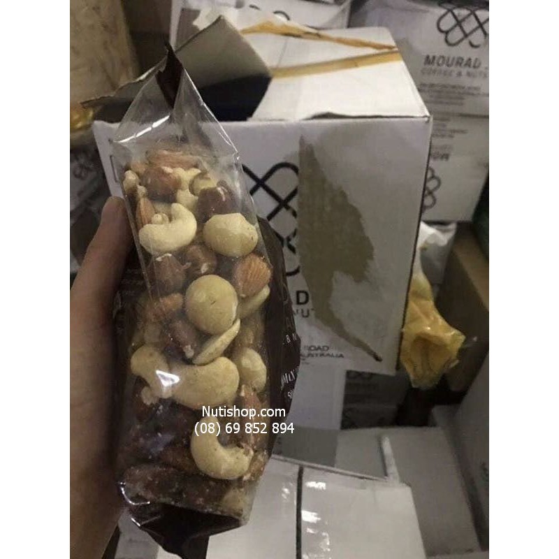 Hạt hỗn hợp mixed 5 loại hạt cao cấp (Hạnh nhân, macca, óc chó, hạt dẻ cười, bí xanh) Mourad Úc
