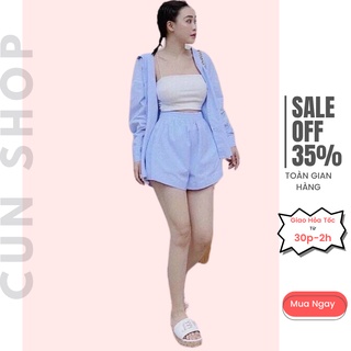 Sét bộ vest 3 món áo khoác + quần short tặng kèm áo ống kiểu dáng thanh lịch