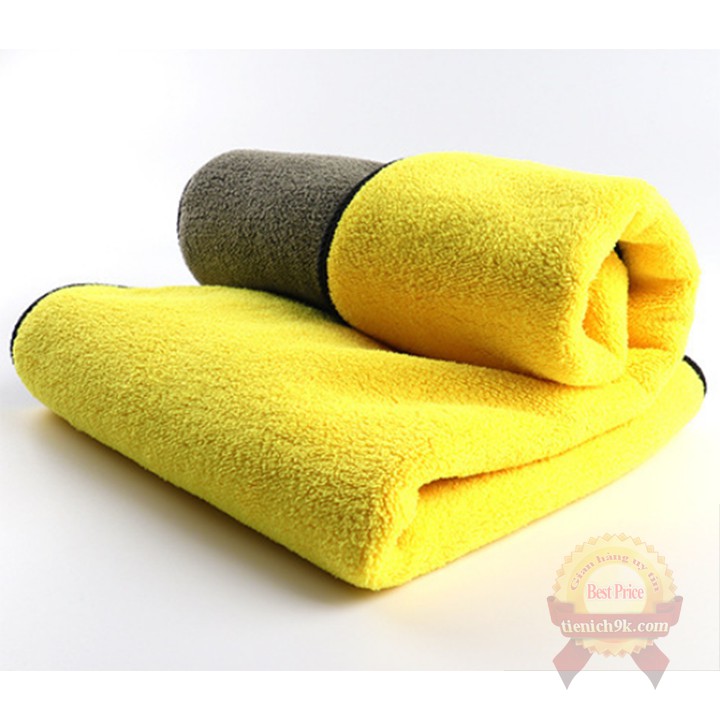 Khăn đa năng 2 lớp lau xe hơi phủi kính Microfiber 60x30cm và 30x30cm dày mịn không rụng sợi