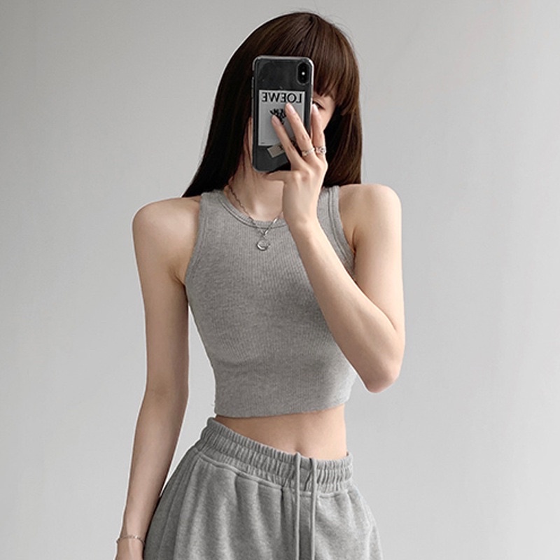 Áo Ba Lỗ Nữ Hàng Xuất Khẩu Dáng Croptop Cotton Tăm Siêu Mềm