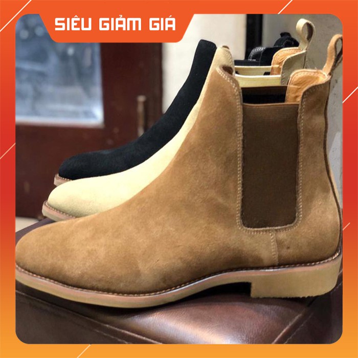 Giày Chelsea Boots nam da lộn, màu đen, nâu, tan sữa