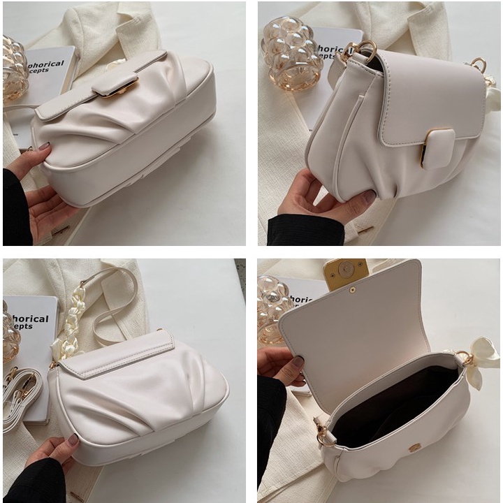 Túi xách nữ chất da mềm mịn kiểu dáng bèo nhún kết hợp nơ xinh Capucha T154