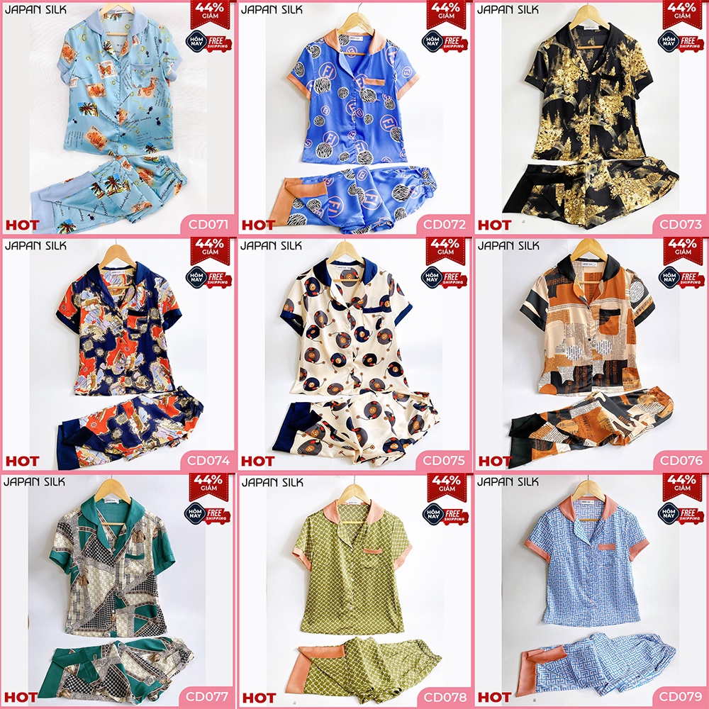 Đồ Bộ Mặc Nhà Pijama Lụa Cao Cấp JAPAN SILK Họa Tiết Đa Dạng