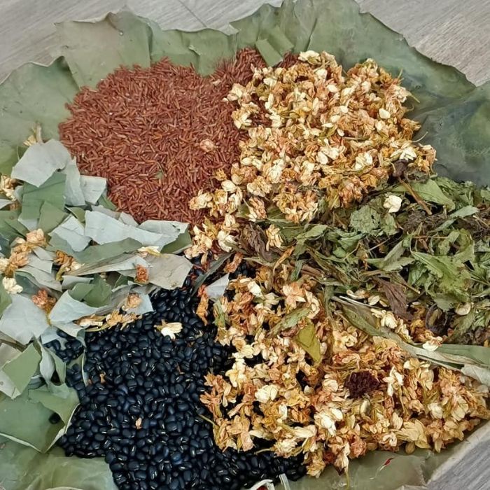 Trà hoa ngũ cốc gạo lứt đậu đen hoa hoè hộp ngắn, trà hoa ngũ cốc 100% organic mát gan, dành cho phụ nữ sau sinh - TNC