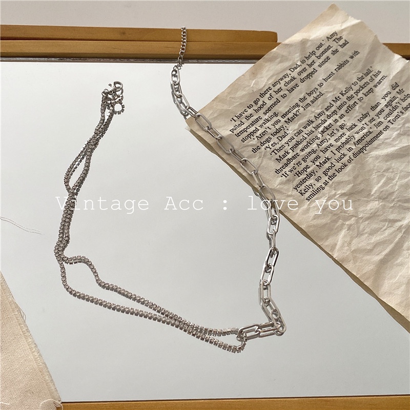 Dây chuyền dây xích mix đá dành cho nữ VC9 vòng cổ nữ shela.accessories