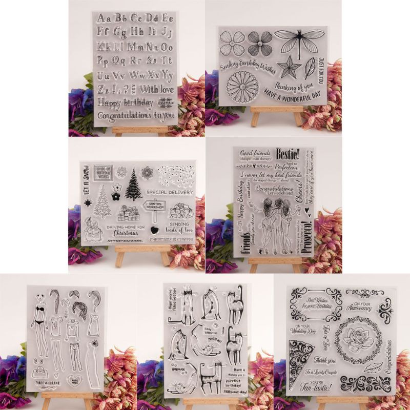 Con Dấu Silicone Trong Suốt Họa Tiết Chữ Happy Birthday Trang Trí Scrapbook