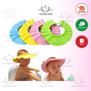Mũ tắm cho bé chắn nước vào mặt, có bịt tai an toàn cho bé