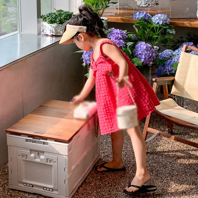 Đầm Hai Dây Hở Lưng Màu Sắc Trơn Thời Trang Mùa Hè Dành Cho Bé Gái