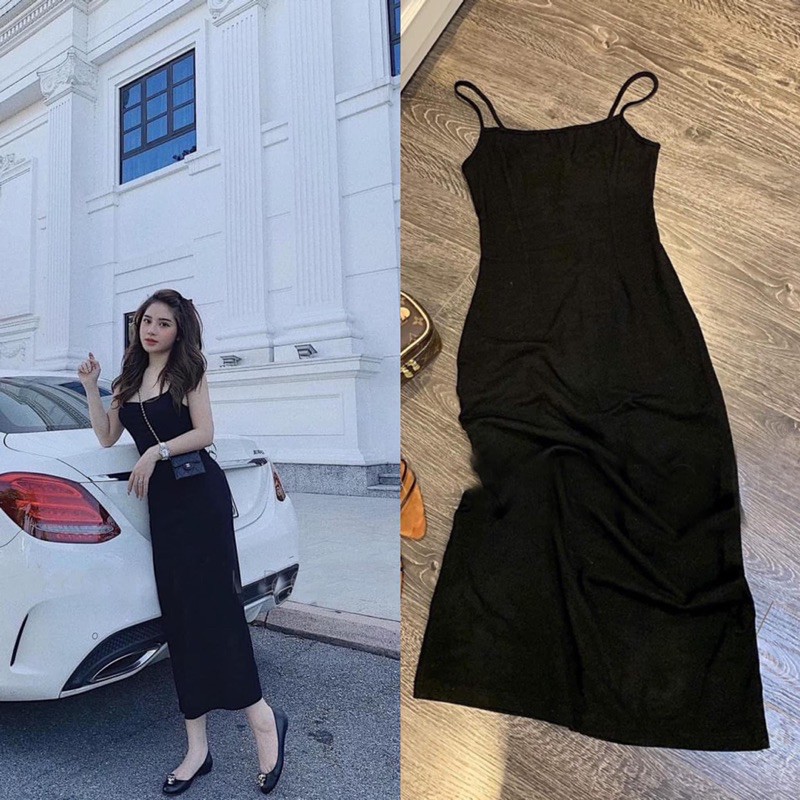Váy body 2 dây dáng dài siêu tôn dáng