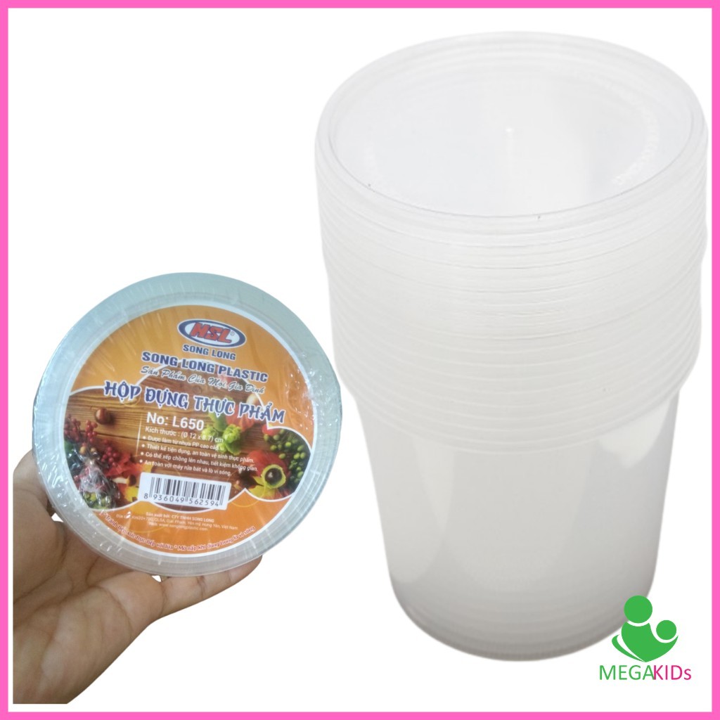 Bộ 10 hộp đựng thực phẩm dùng 1 lần Song Long 650ml
