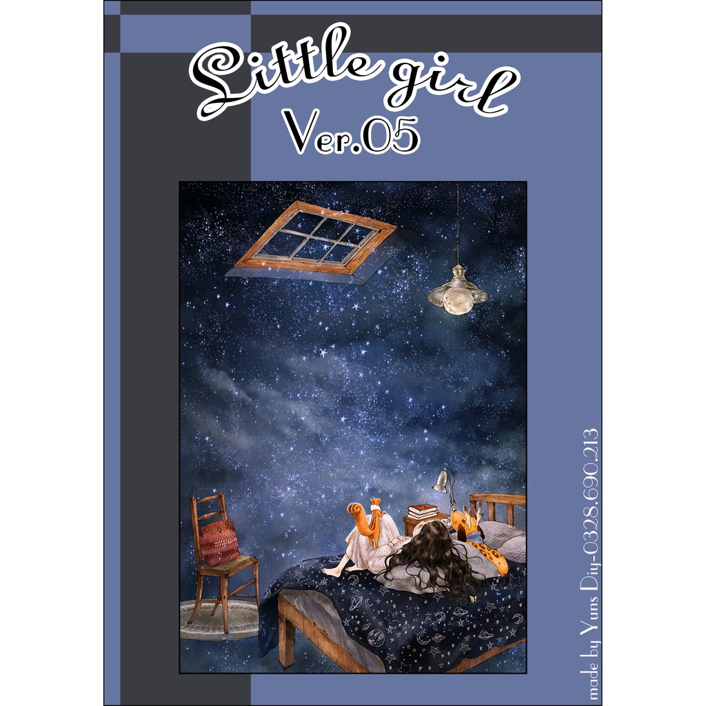 Bộ giấy trang trí Bullet Journal- Chủ đề Little Girl (Cô giá tóc xoăn) Ver05