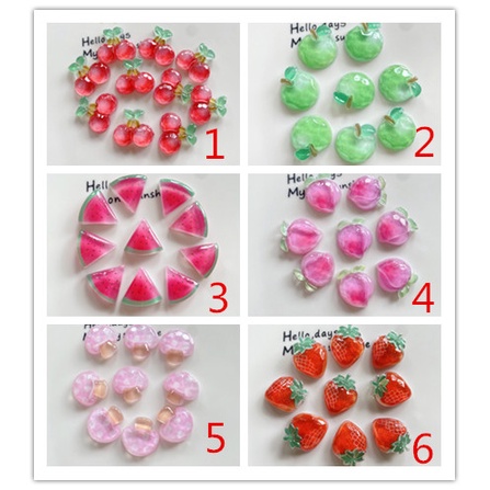 Set 10 phụ kiện làm kẹp tóc/ điện thoại hình trái cây