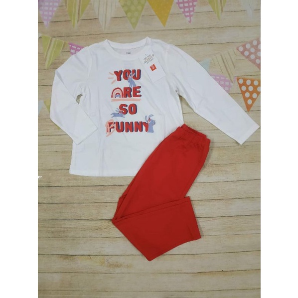 Bộ mặc nhà cotton dài tay bé gái Canifa