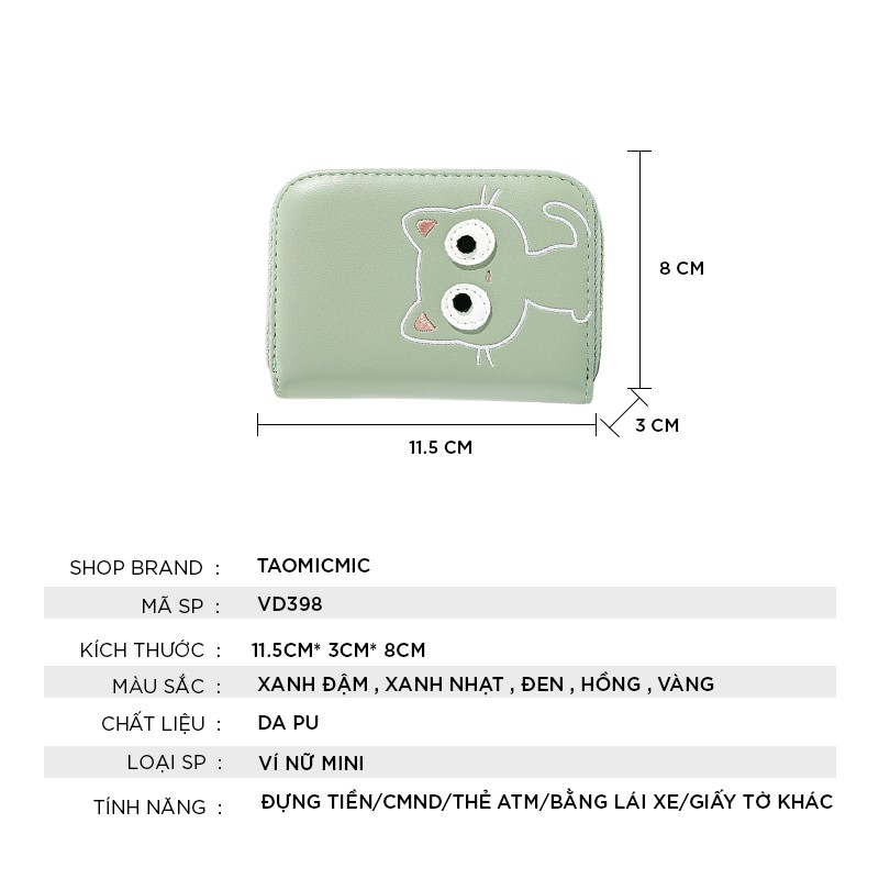 Ví nữ đẹp cầm tay mini cao cấp TAOMICMIC nhỏ gọn bỏ túi VD398