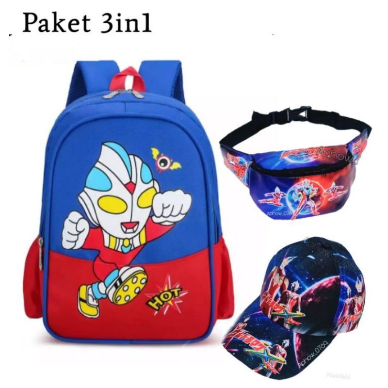 Balo hình Ultraman kèm túi đeo hông dễ thương cho bé