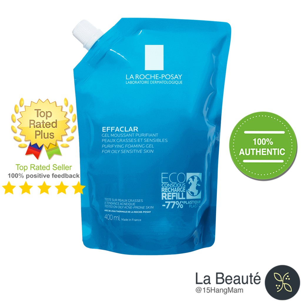 La Roche-Posay Effaclar Foaming Gel Eco Pack - Gel Rửa Mặt Cho Da Nhờn Mụn Dạng Túi 400ml