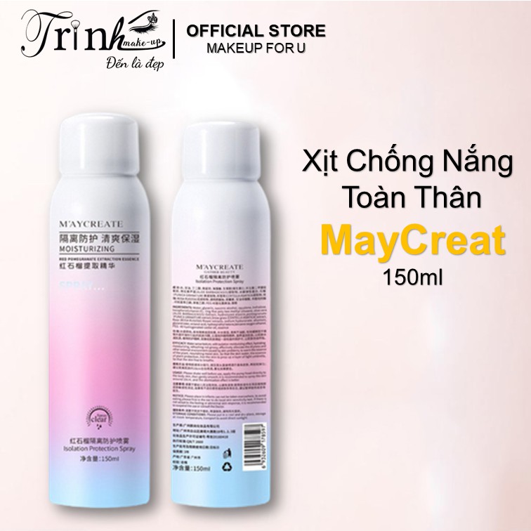 Xịt Chống Nắng Toàn Thân Maycreate Nội Địa Trung 150ml