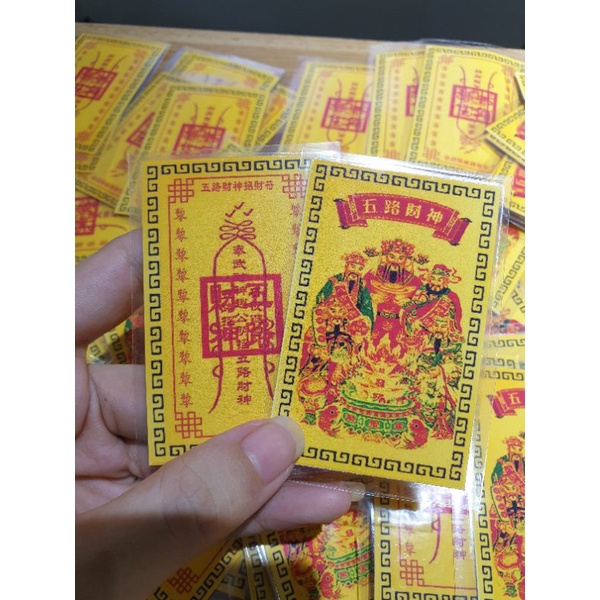 Ngũ Lộ Thần Tài bản ép plastic siêu bền, mỏng - để ốp điện thoại, ví tiền - Khai cung Tài, Mở cung Lộc