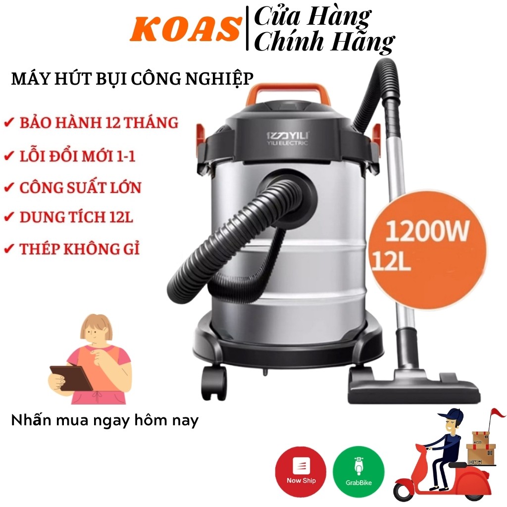 Máy Hút Bụi Công Nghiệp YILI ELICTRIC Cao Cấp Với Công Suất Lên Tới 1200W, Chứa Được 12L Nước