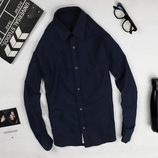 [FOLLOW TẶNG 20K] Áo sơ mi nam cao cấp trơn - OXFORD xanh đen không túi