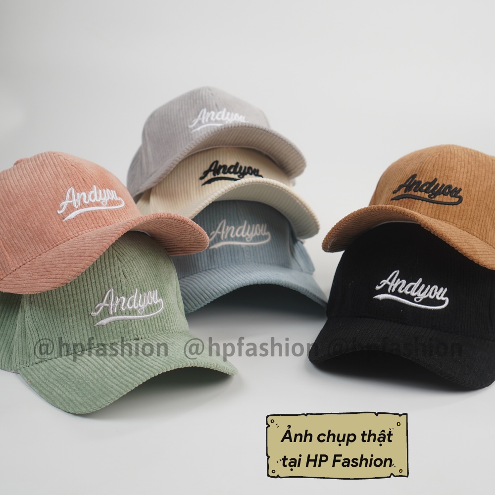 Mũ lưỡi trai ❤️ Nón kết thêu hình chữ Andyou chất nhung tăm cao cấp form unisex nam nữ N53 - Happy Style