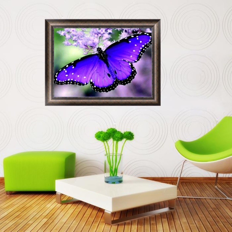 Tranh Thêu Chữ Thập Đính Đá Kim Cương 5D DIY Hình Vẽ Bướm