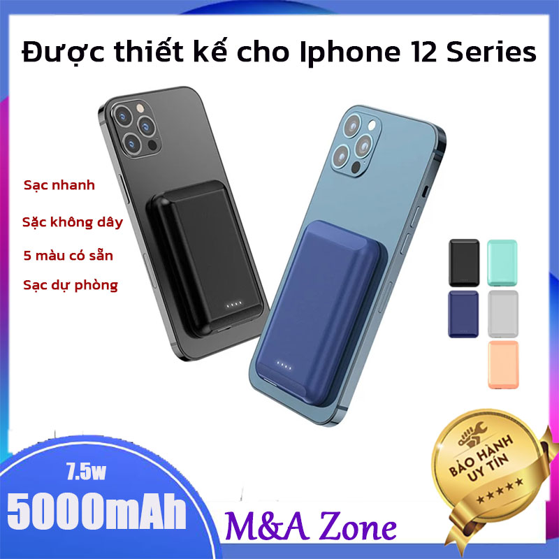 [M&A]Sạc Không Dây  Magnetic Powerbank Và Sạc Không Dây Magsafe Hỗ Trợ Sạc Nhanh 5000mah Cho Iphone 12 pro max mini