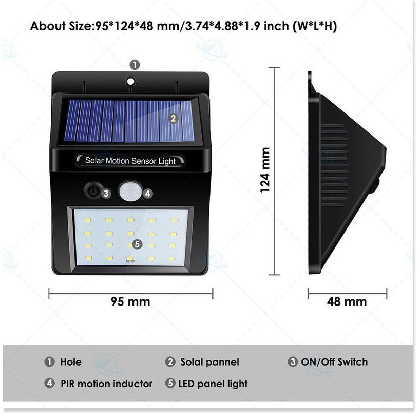 Đèn cảm ứng hồng ngoại năng lượng mặt trời Solar 20 LED