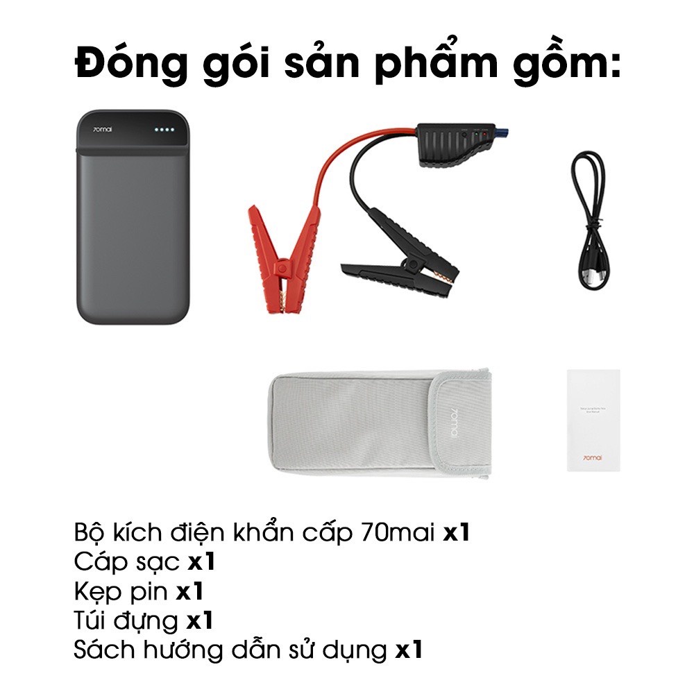 Bộ kích điện xe ô tô khẩn cấp tích hợp pin dự phòng 11100 mAh Kích Bình ô tô Xiaomi 70Mai Midrive PS01