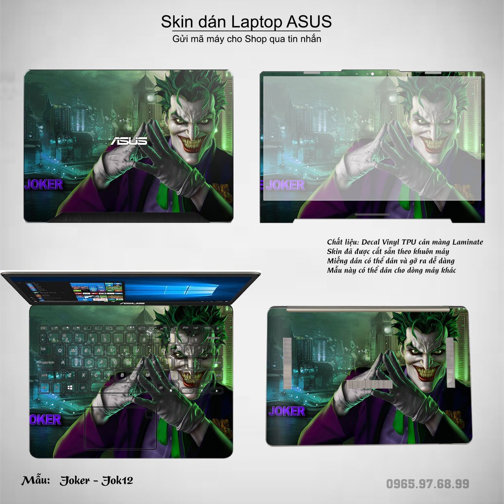 Skin dán Laptop Asus in hình Joker _nhiều mẫu 2 (inbox mã máy cho Shop)