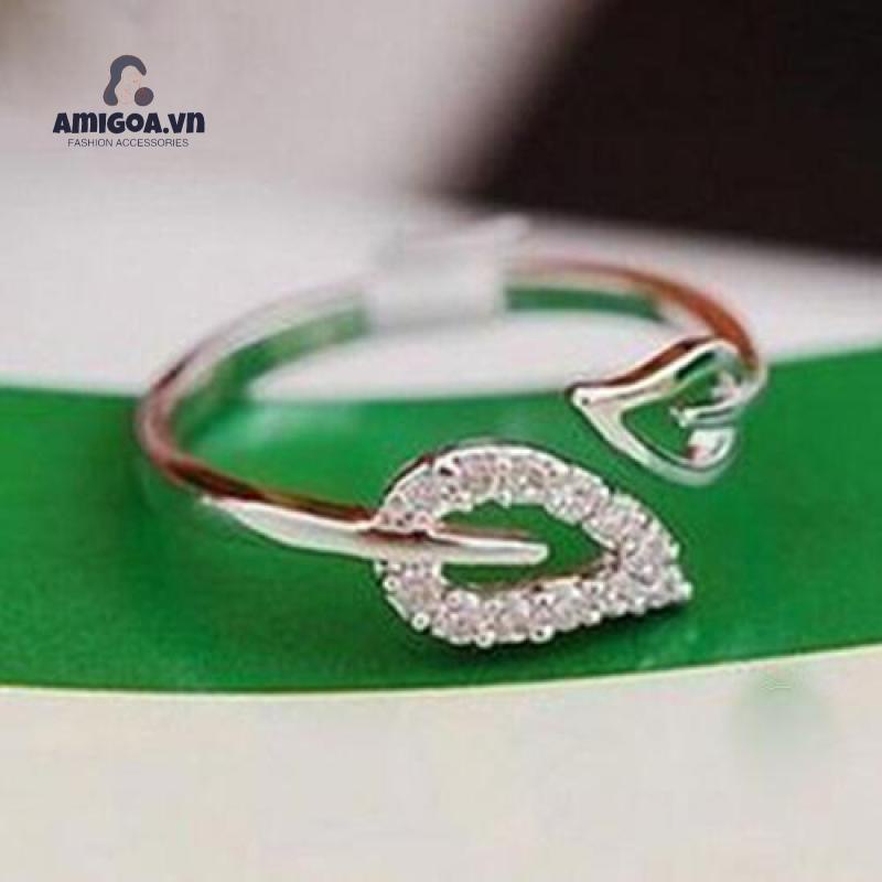 Nhẫn Đôi Hình Hai Chiếc Lá Có Thể Điều Chỉnh Kích Thước