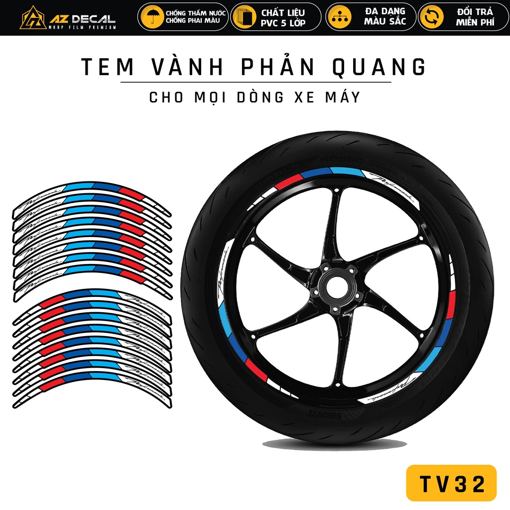 Tem Dán Vành Xe Máy Phản Quang Performance | TV32 | Decal Dán Mâm Xe SH AB Air Blade Exciter Winner NVX Sirius...