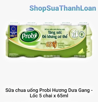 [GIAO HỎA TỐC] SỮA CHUA UỐNG PROBI DƯA GANG - LỐC 5 CHAI 65ML