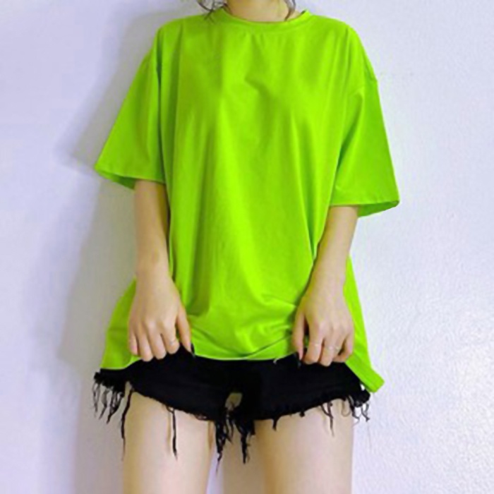 Áo Thun Tay Lỡ Thời Trang 24H Tay Lửng Màu Xanh Chuối Nam Nữ Free Size