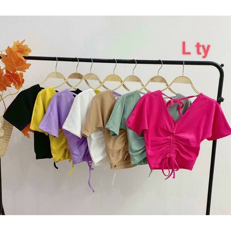 áo croptop rút dây tay ngắn siêu hot vkv