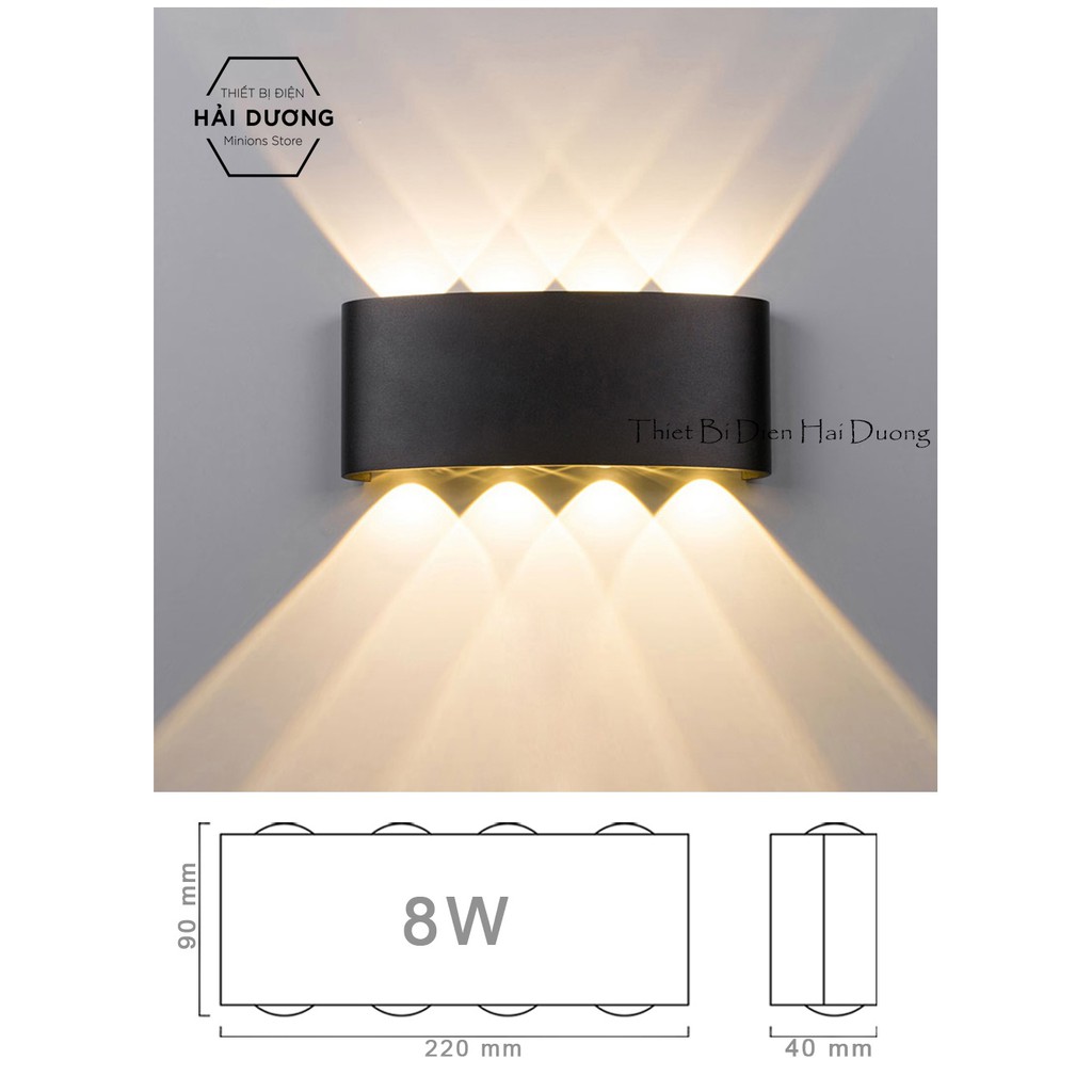 Đèn trang trí hắt tường 2 đầu - 8w chống nước TN189 (Đen/Trắng) - Bảo hành 18 tháng - Energy Green Lighting