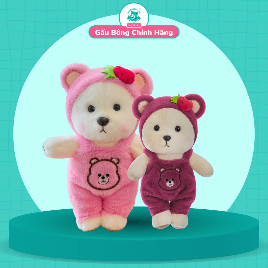 Gấu Bông Lena Mặc Yếm Họa Tiết Mặt Gấu Dễ Thương, Gấu Bông Online Cao Cấp